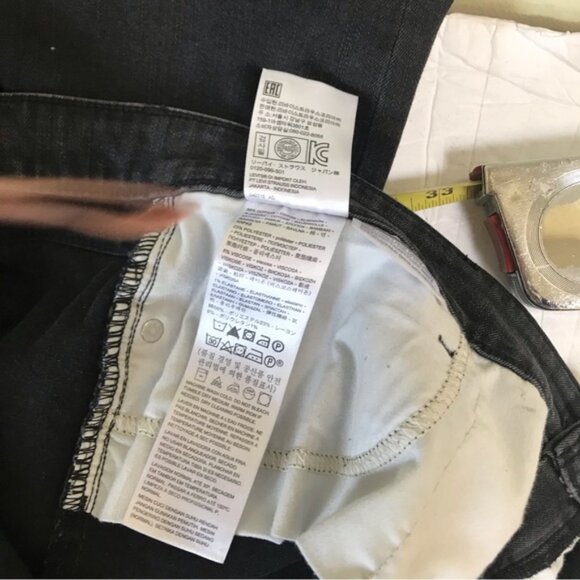 Levi's 414 Classic Straight Leg High Waist Stretch Boot Zip Black Denim Jeans 20 - Picture 8 of 14